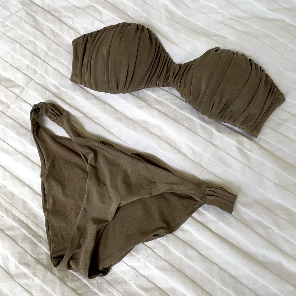 Dark Sand Colored Two Piece Bikini with Straps